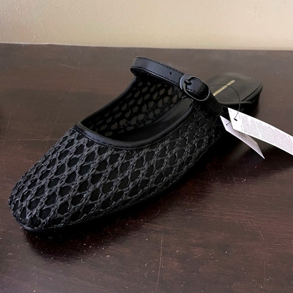 Banana Republic Womens Black Woven Mesh Mary Jane Mules Flats Size 7 NEW - Picture 2 of 7